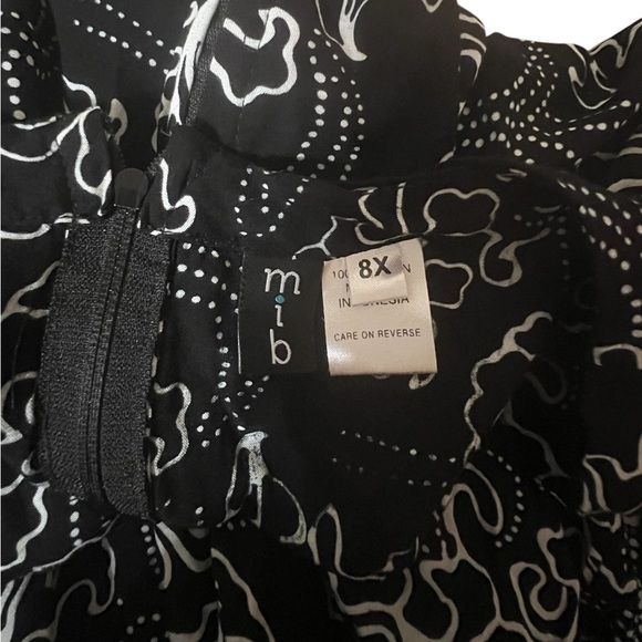 MiB Collection Plus Size 8X Floral Black Dress 100% Rayon India Made Self Ties - Picture 4 of 4